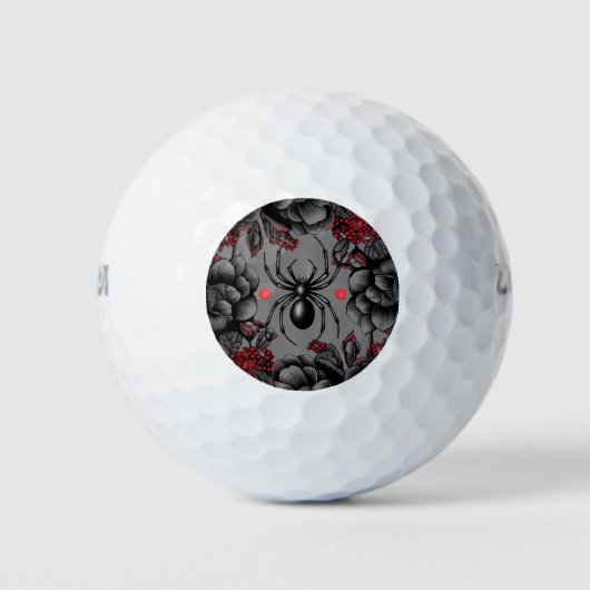 Spider Bloemen ontwerp Gotische stijl Golfballen (Voorkant)