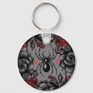 Spider Bloemen ontwerp Gotische stijl Sleutelhanger