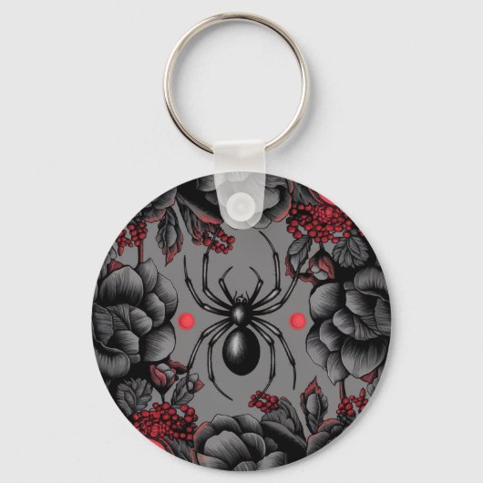 Spider Bloemen ontwerp Gotische stijl Sleutelhanger (Achterkant)
