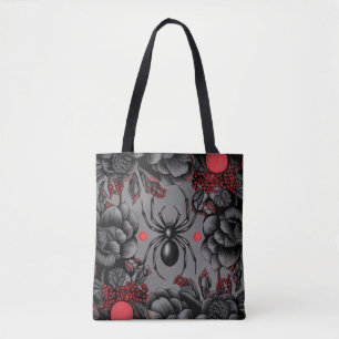 Spider Bloemen ontwerp Gotische stijl Tote Bag