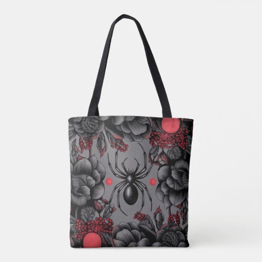 Spider Bloemen ontwerp Gotische stijl Tote Bag (Achterkant)