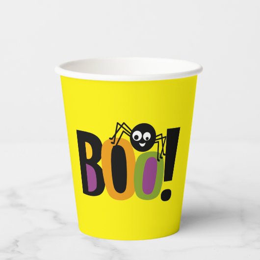 Spider BOO Halloween Papieren Bekers (Voorkant)