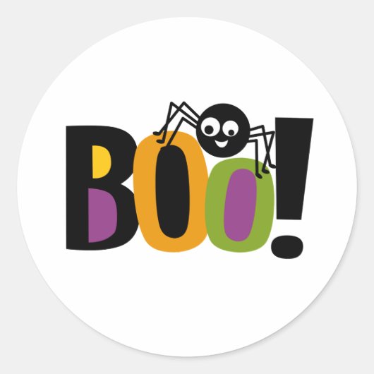 Spider BOO Halloween Ronde Sticker (Voorkant)