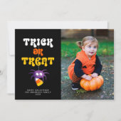 Spider Candy Corn Trick or treat Halloween Foto Feestdagenkaart (Voorkant)