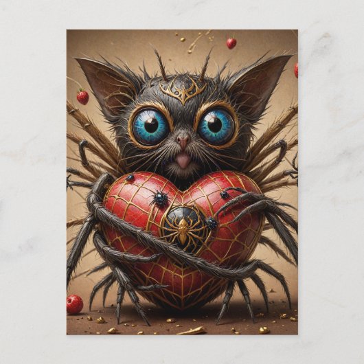 Spider Cat Fantasy Briefkaart (Voorkant)
