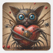 Spider Cat Fantasy Vierkante Sticker (Voorkant)