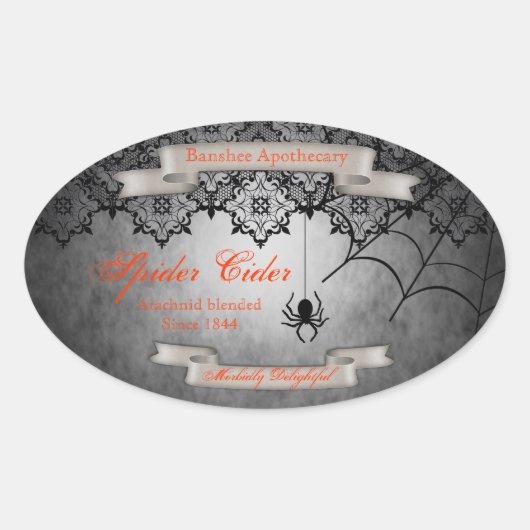 Spider Cider Halloween Fles Stickers (Voorkant)