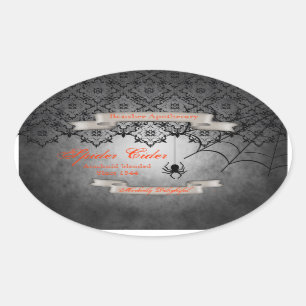 Spider Cider Halloween Fles Stickers