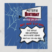 Spider Comic Blue Red Birthday Kaart (Voorkant / Achterkant)