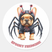 Spider Costume Frenchie Pup Halloween  Ronde Sticker (Voorkant)