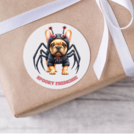 Spider Costume Frenchie Pup Halloween Ronde Sticker