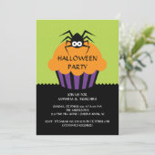 Spider Cupcake Halloween Party Invitation for Kids Kaart (Staand voorkant)
