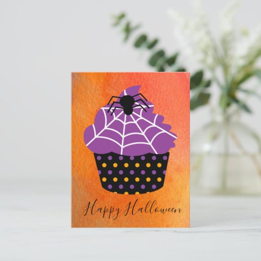 Spider cupcake Halloween-thema Briefkaart (Staand voorkant)