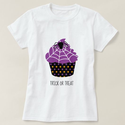 Spider cupcake Halloween-thema T-shirt (Design voorkant)