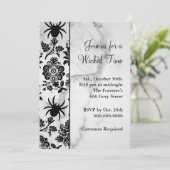 Spider Damask Halloween Invitation on Marble Kaart (Staand voorkant)