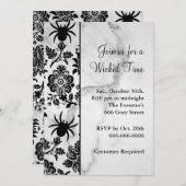 Spider Damask Halloween Invitation on Marble Kaart (Voorkant / Achterkant)