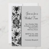Spider Damask Hhalweeen Invitation (grijs) Kaart (Voorkant)