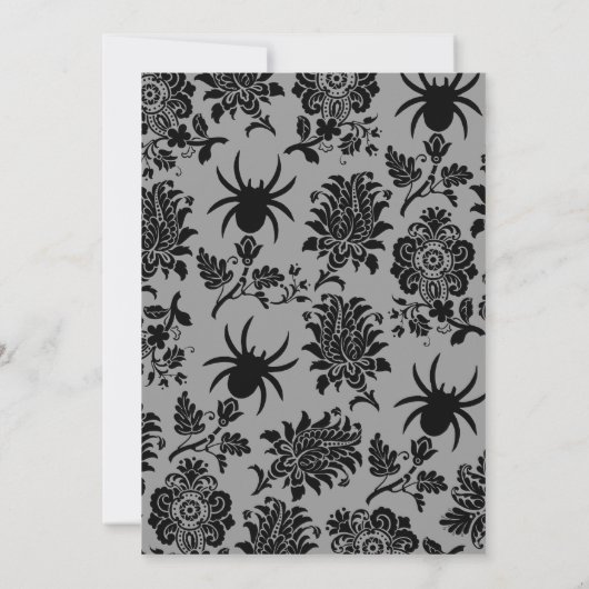Spider Damask Hhalweeen Invitation (grijs) Kaart (Achterkant)