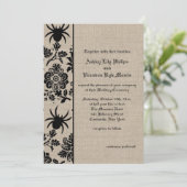 Spider Damask on Burlap Wedding Invitation Kaart (Staand voorkant)