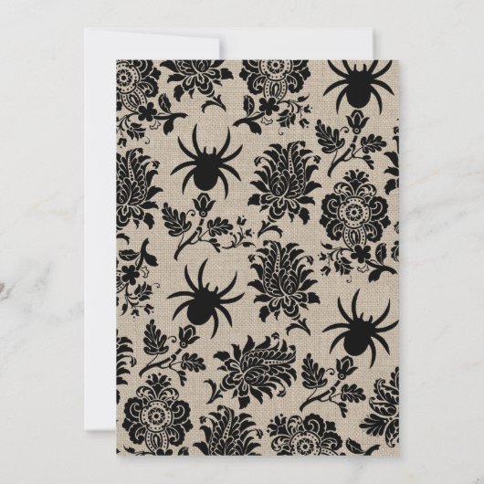 Spider Damask on Burlap Wedding Invitation Kaart (Achterkant)