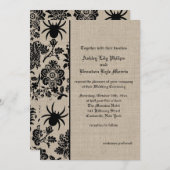 Spider Damask on Burlap Wedding Invitation Kaart (Voorkant / Achterkant)