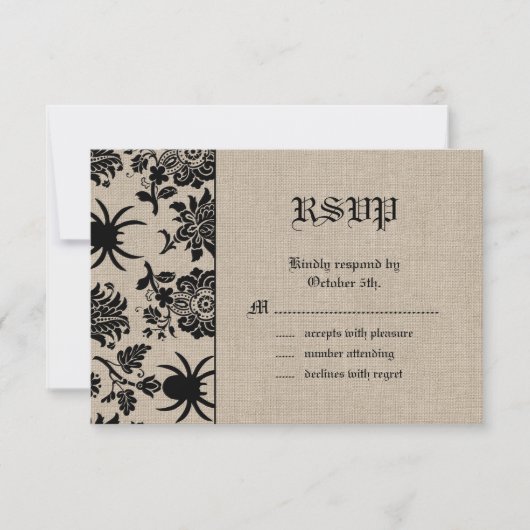 Spider Damask op Burlap RSVP (Voorkant)