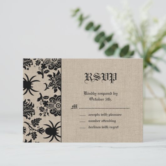 Spider Damask op Burlap RSVP (Staand voorkant)