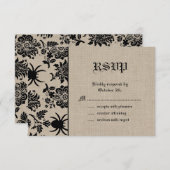 Spider Damask op Burlap RSVP (Voorkant / Achterkant)