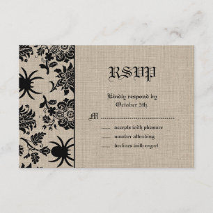 Spider Damask op Burlap RSVP Kaartje