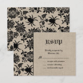 Spider Damask op Burlap RSVP Kaartje (Voorkant / Achterkant)