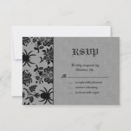 Spider Damask op Grey Linen RSVP Kaartje