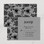 Spider Damask op Grey Linen RSVP Kaartje (Voorkant / Achterkant)