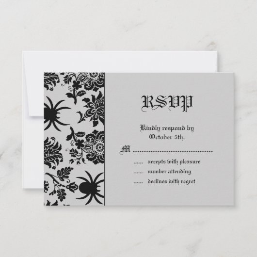 Spider Damask RSVP Kaartje (Voorkant)