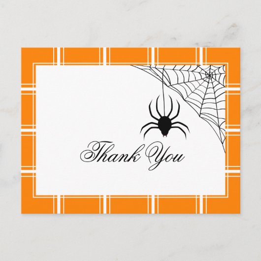 Spider Dank je Halloween Sinaasappel Briefkaart (Voorkant)