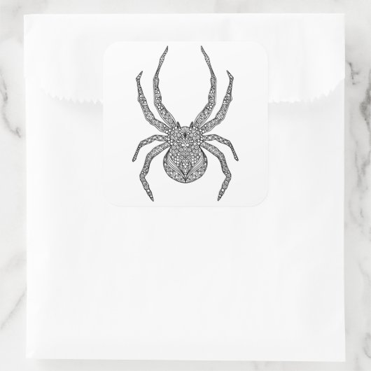 Spider Doodle Vierkante Sticker (Tas)
