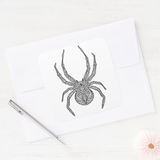 Spider Doodle Vierkante Sticker (Envelop)