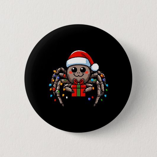 Spider Dragen van Santa Hat Christmas Pyjama Ronde Button 5,7 Cm (Voorkant)