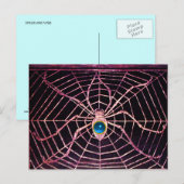 SPIDER en WEB Blue Sapphire Black Briefkaart (Voorkant / Achterkant)