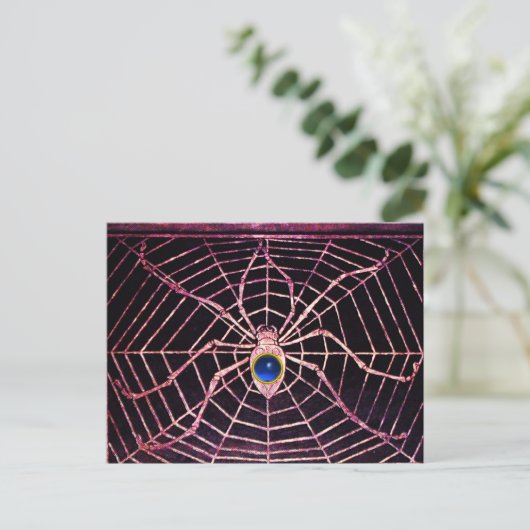 SPIDER en WEB Blue Sapphire Black Briefkaart (Staand voorkant)