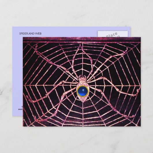 SPIDER en WEB Blue Sapphire Black Briefkaart (Voorkant / Achterkant)