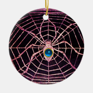 SPIDER en WEB Blue Sapphire Black Keramisch Ornament
