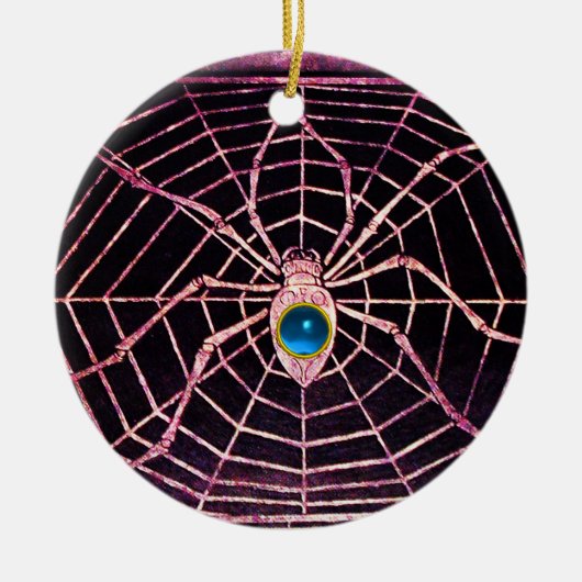 SPIDER en WEB Blue Sapphire Black Keramisch Ornament (Voorkant)