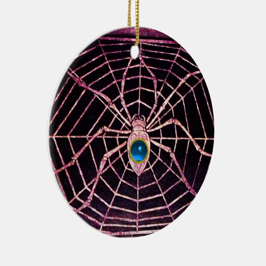 SPIDER en WEB Blue Sapphire Black Keramisch Ornament (Rechts)