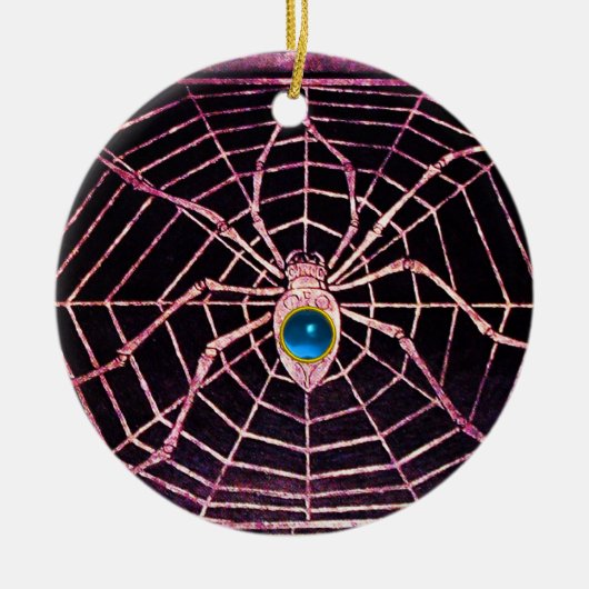 SPIDER en WEB Blue Sapphire Black Keramisch Ornament (Voorkant)
