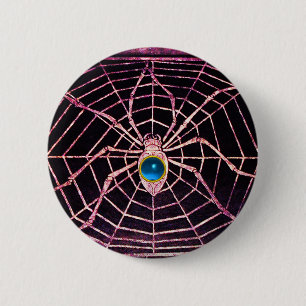 SPIDER en WEB Blue Sapphire Black Ronde Button 5,7 Cm