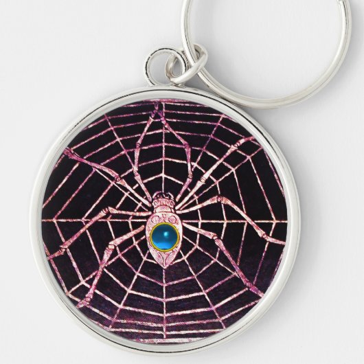 SPIDER en WEB Blue Sapphire Black Sleutelhanger (Voorkant)