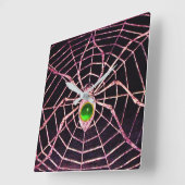 SPIDER EN WEB Emerald Green Gemstone Black Vierkante Klok (Hoek)