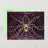 SPIDER EN WEB Green Emerald Black Briefkaart (Voorkant / Achterkant)