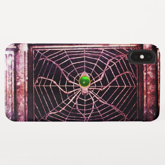 SPIDER EN WEB Green Emerald Black Case-Mate iPhone Case (Achterkant (horizontaal))