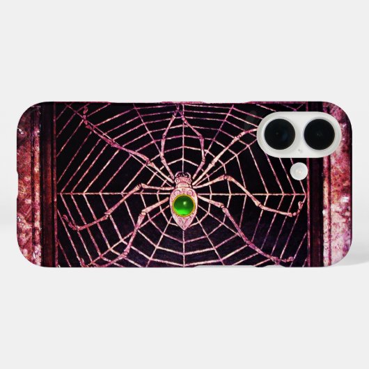 SPIDER EN WEB GREEN EMERALD Black Case-Mate iPhone Case (Achterkant (horizontaal))